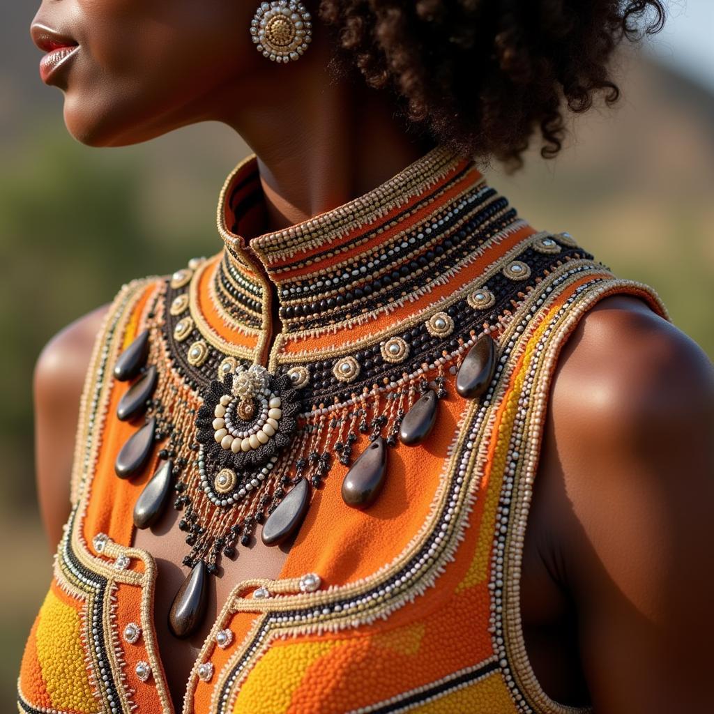 South African Inspired Gown with Beadwork