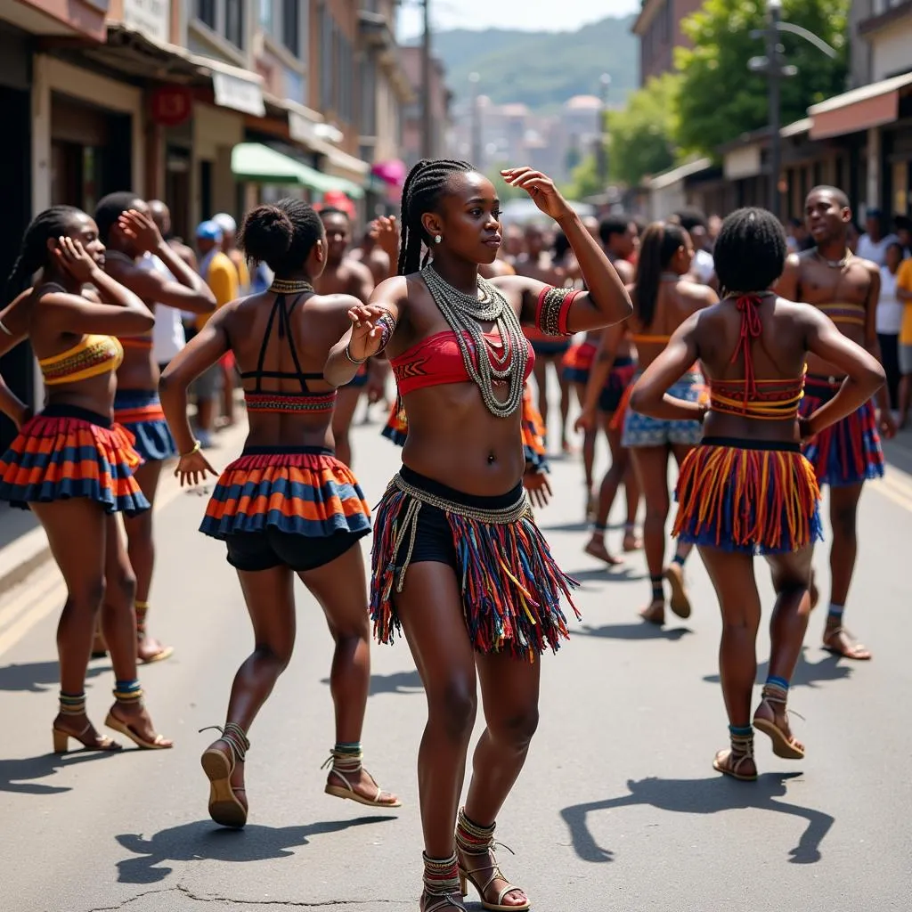 South African Pantsula Dancers in Street Performance