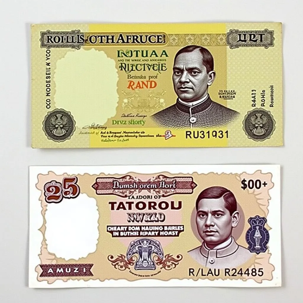 South African Rand and Indian Rupee Banknotes