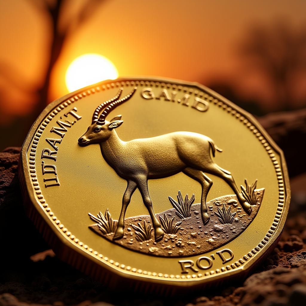 South African Rand Coin Featuring Springbok