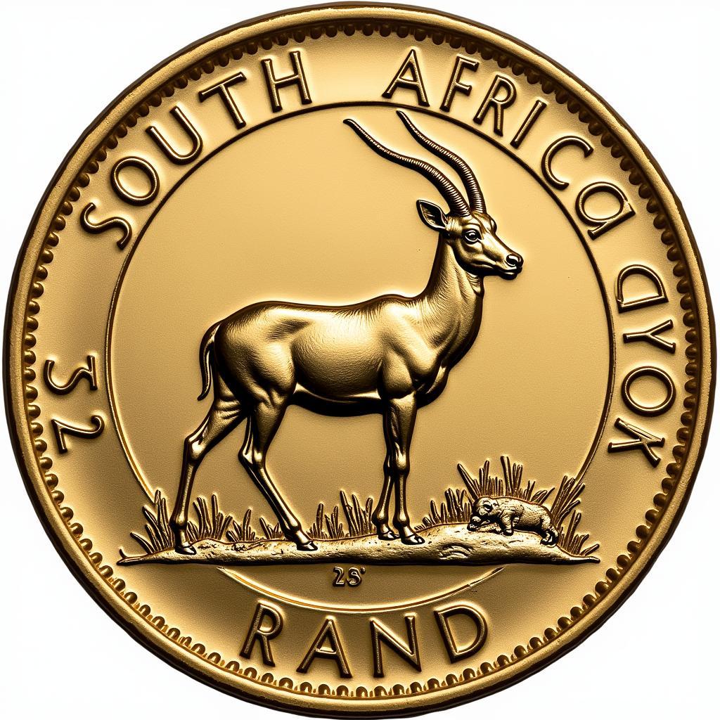 South African Rand coin featuring a springbok