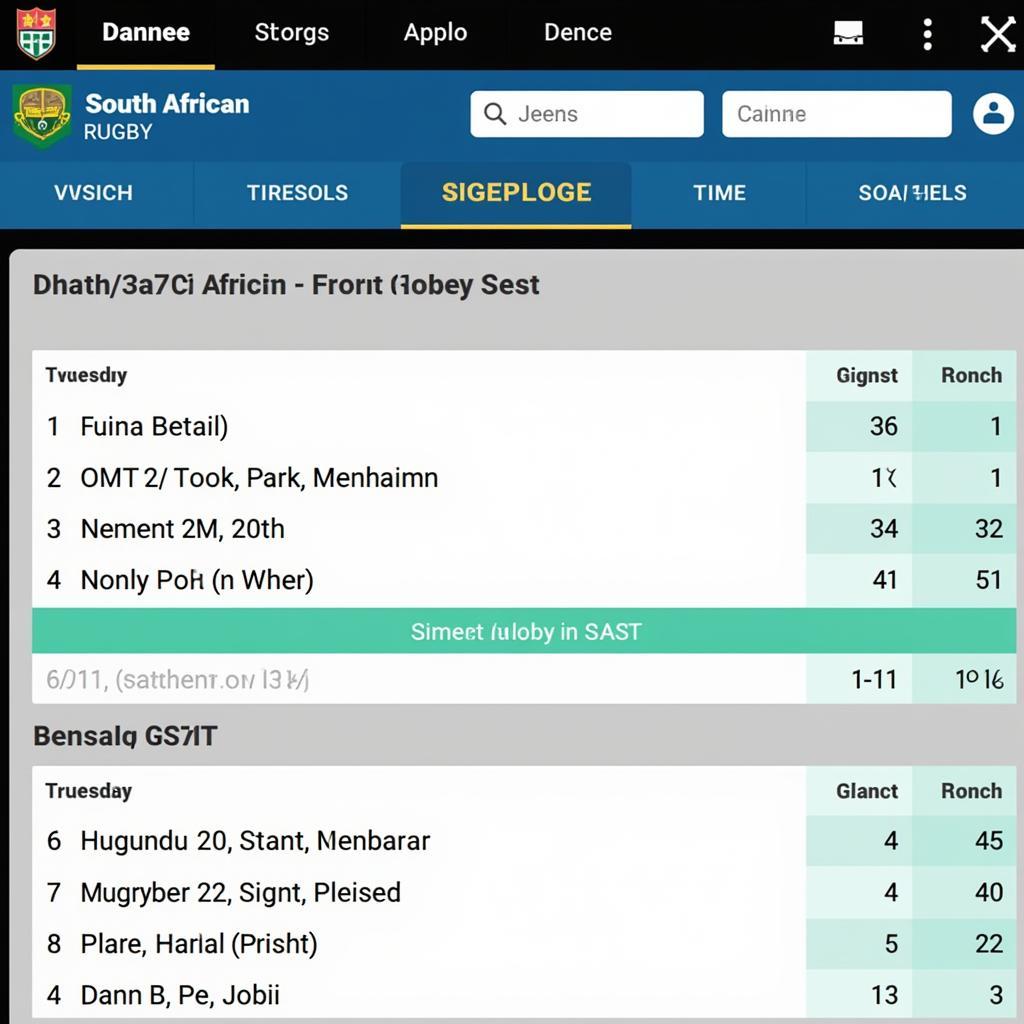 South African Rugby Match Schedule