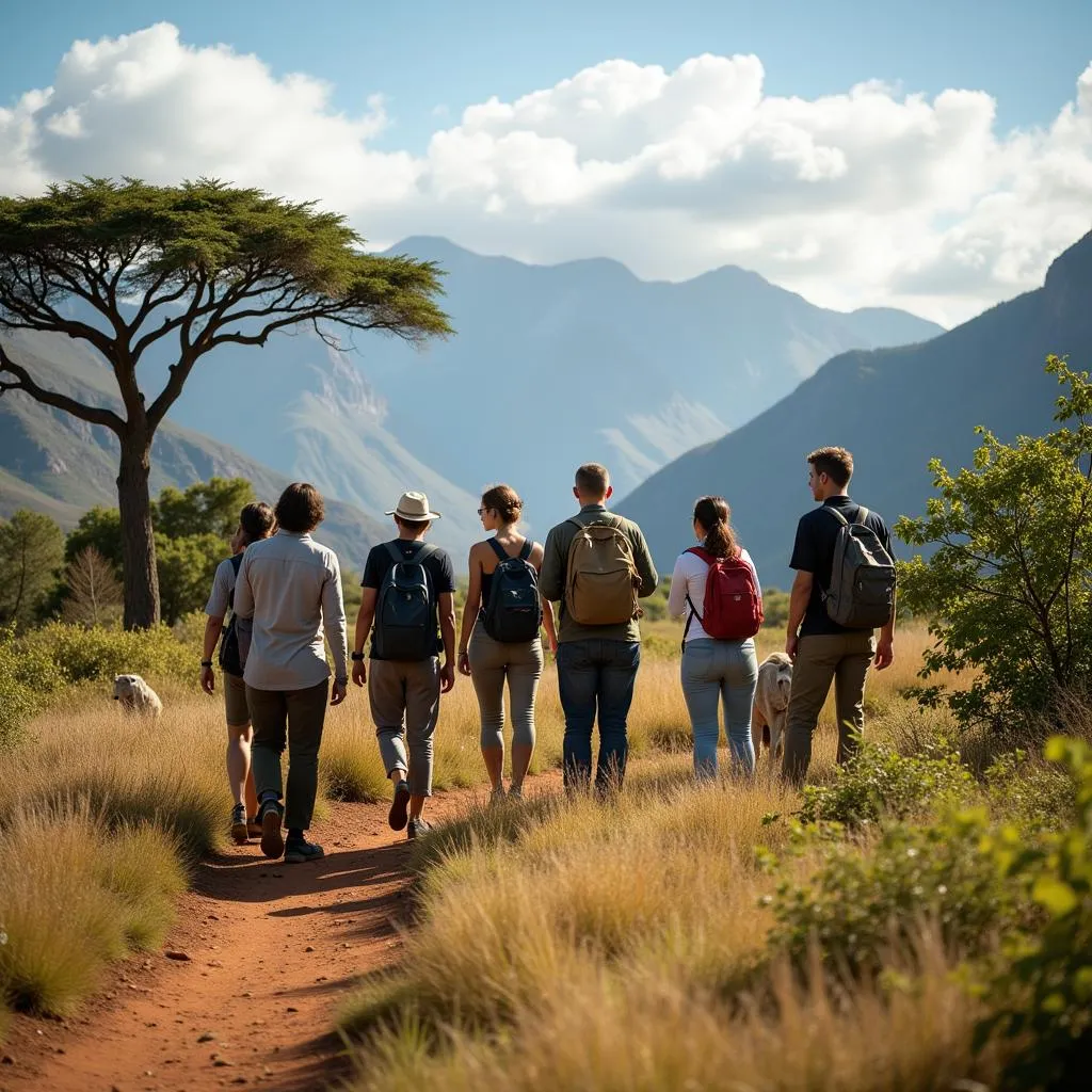 Tourists on a Safari in South Africa