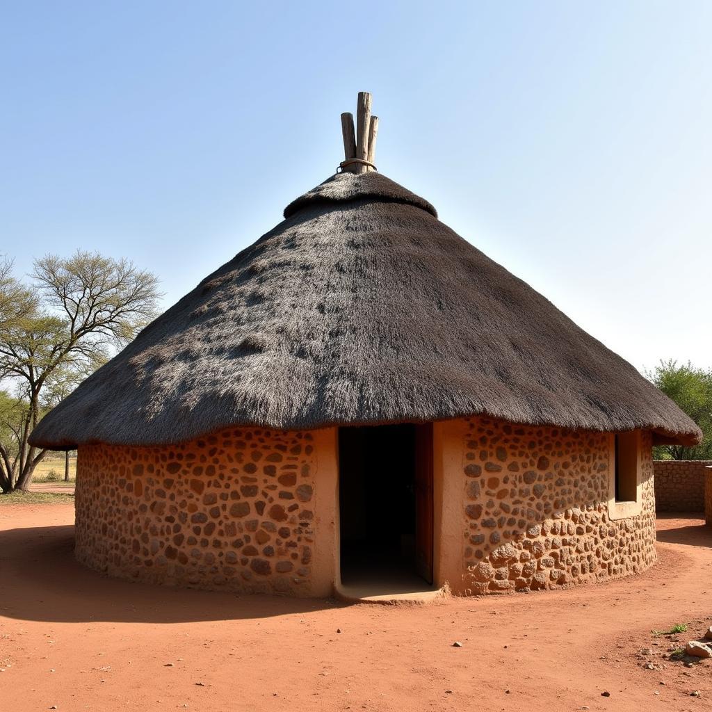 Traditional Southern African rondavel dwelling.