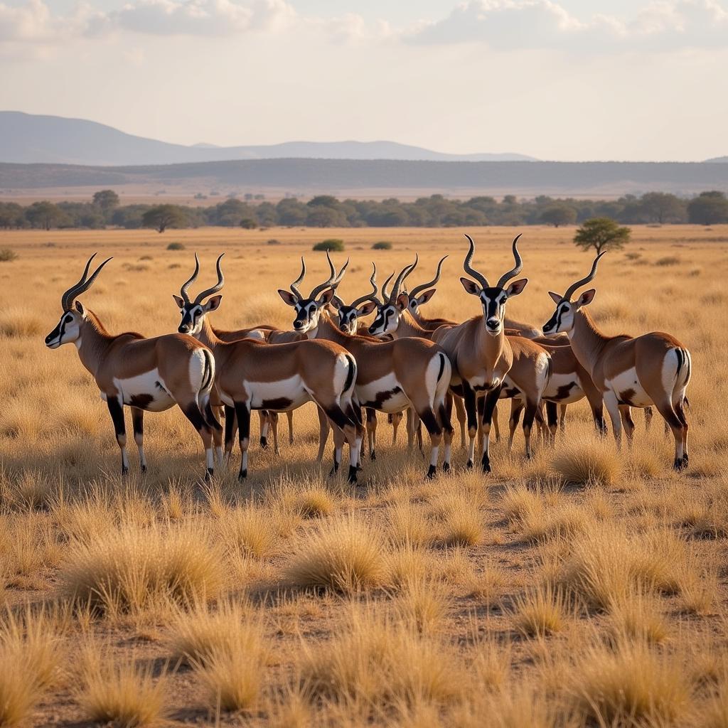 Springbok Herd in Dry Grassland