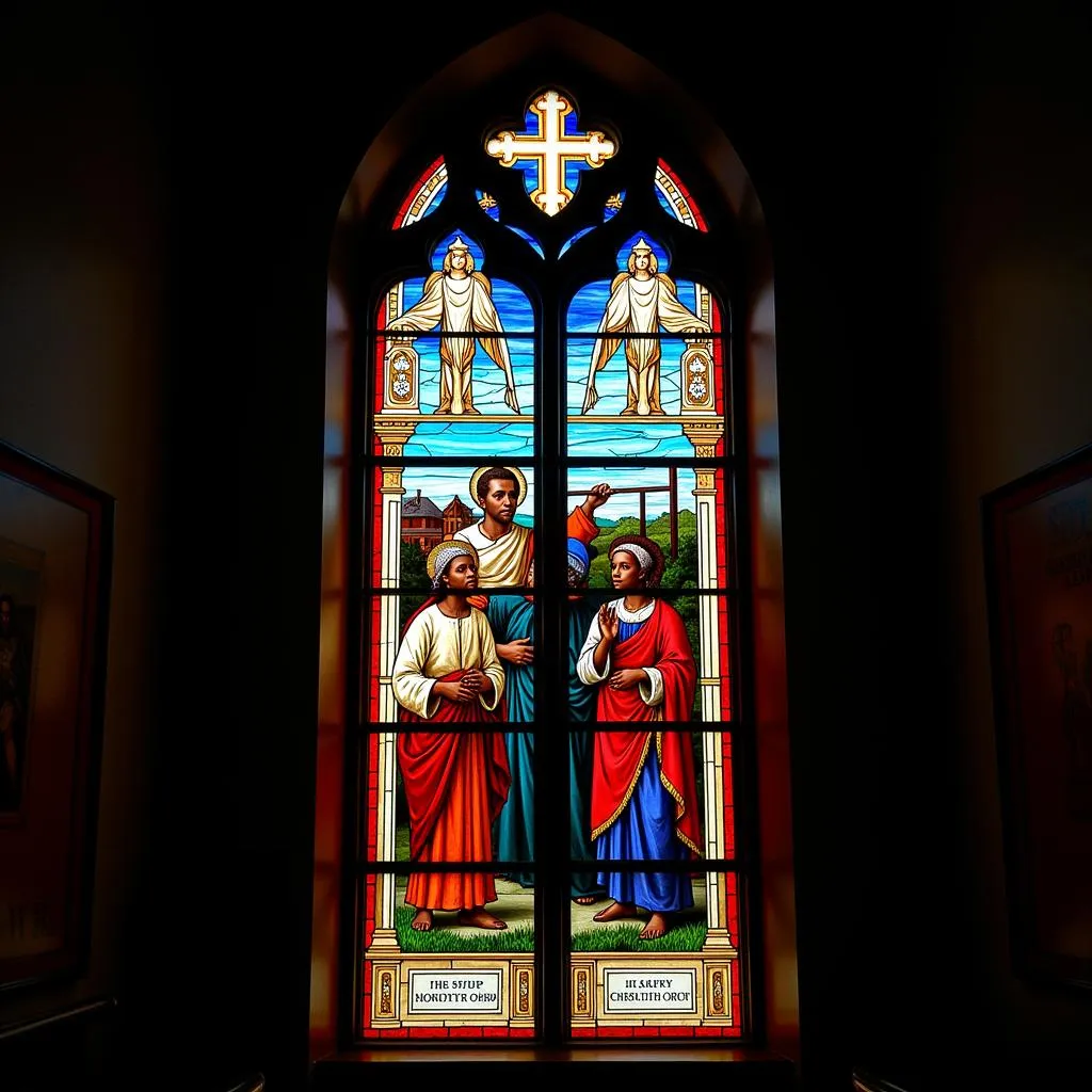 Stained Glass Window Depicting African American Religious Scene