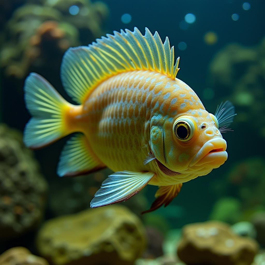 Stressed Cichlid in Overcrowded Tank