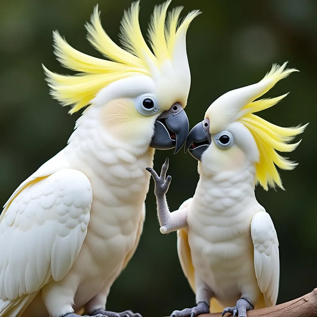 Sulphur-crested Cockatoo being affectionate