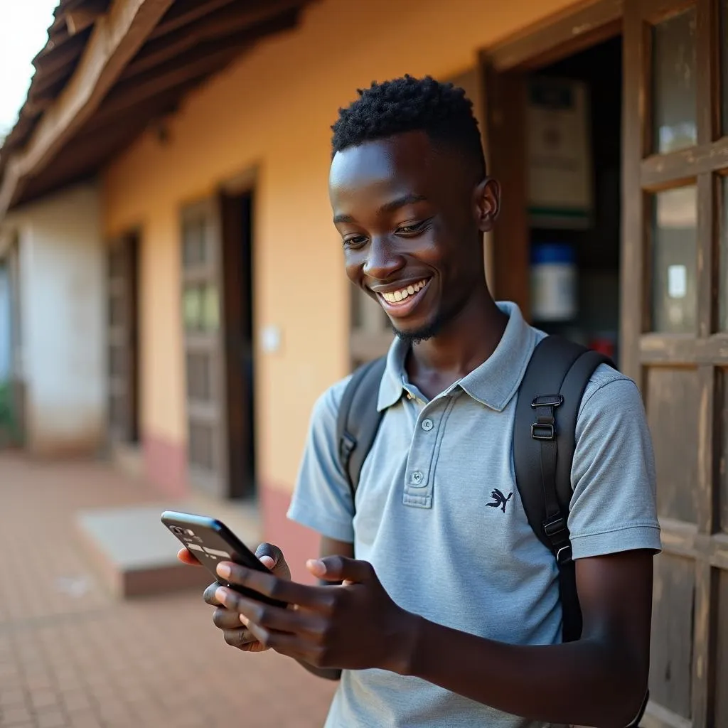 Tanzanian using mobile money for transaction