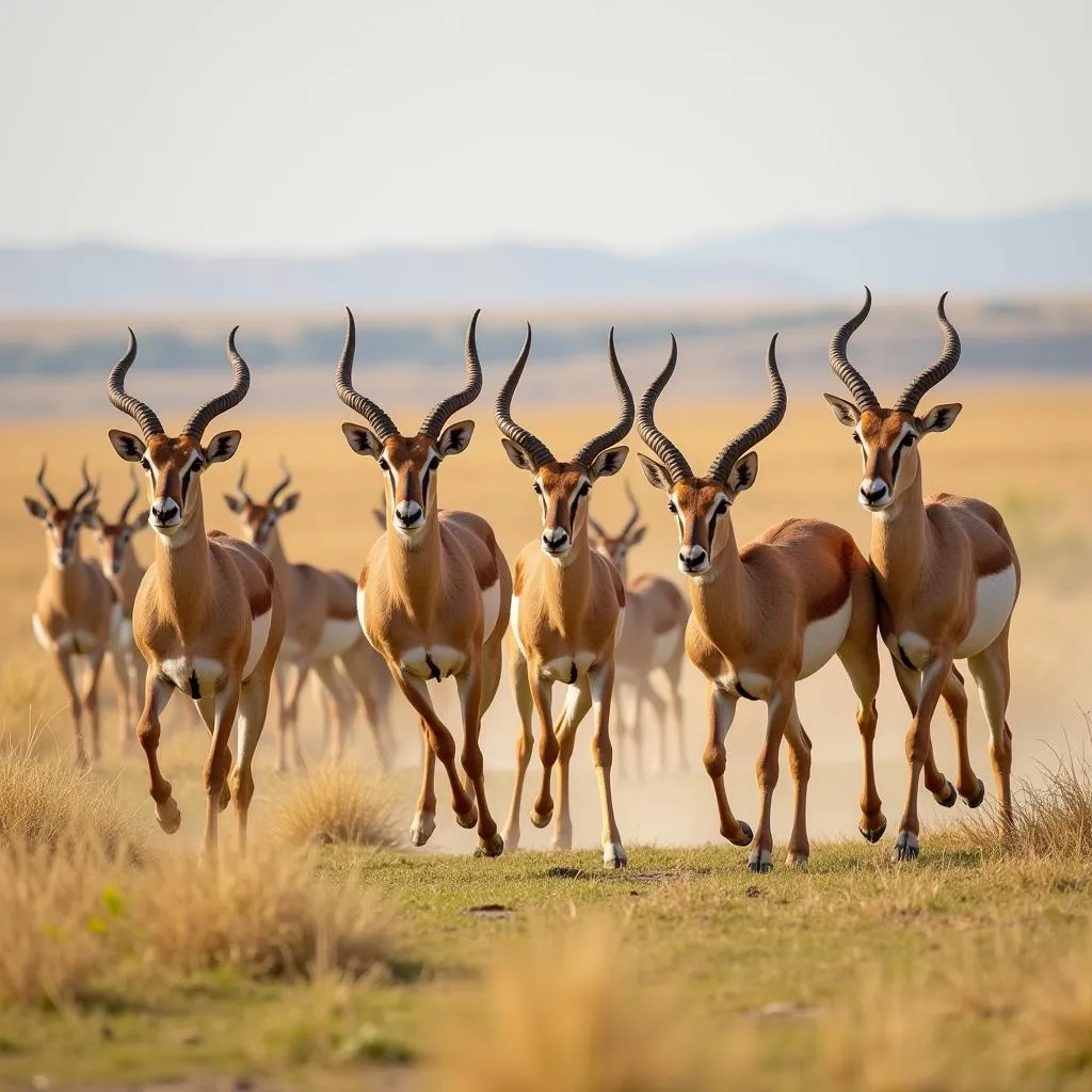 Thompson's Gazelle Herd Running Across the African Plains