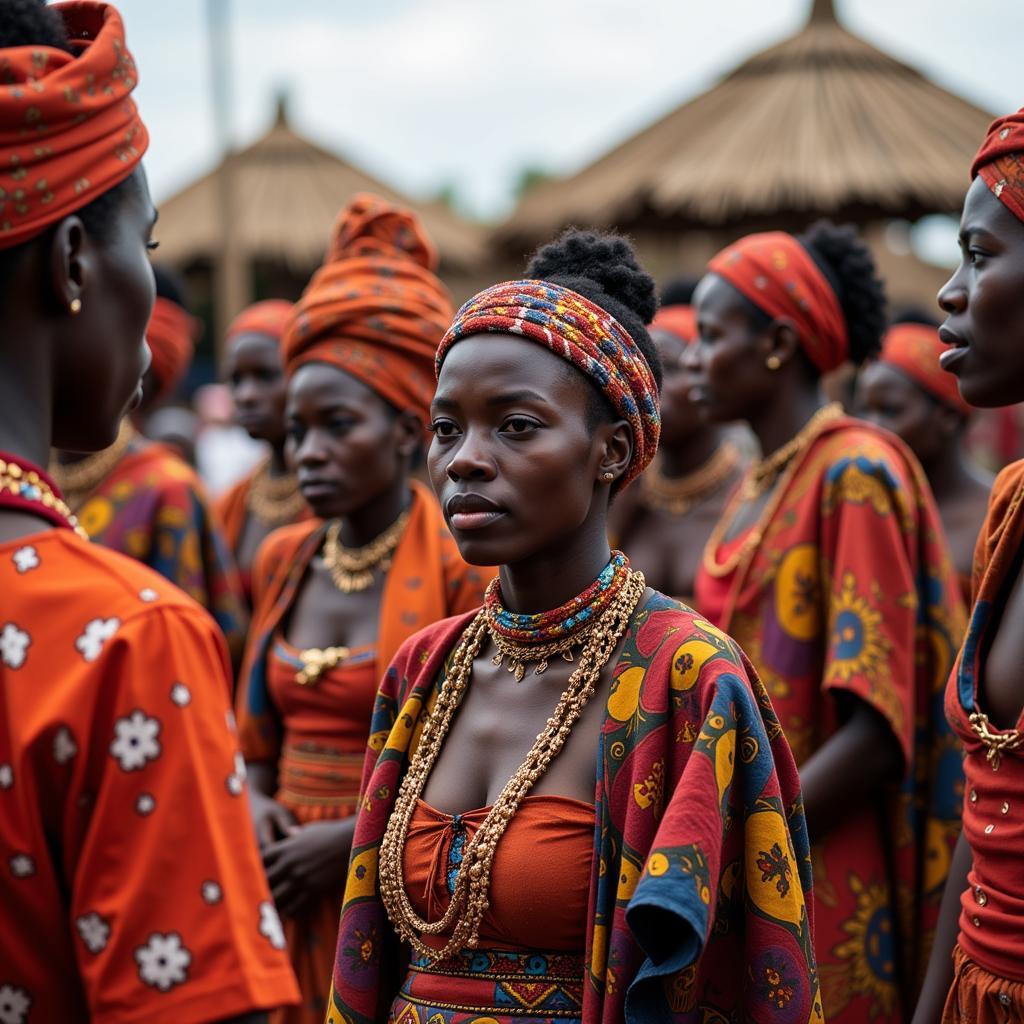 Traditional African Ceremony with Vibrant Clothing