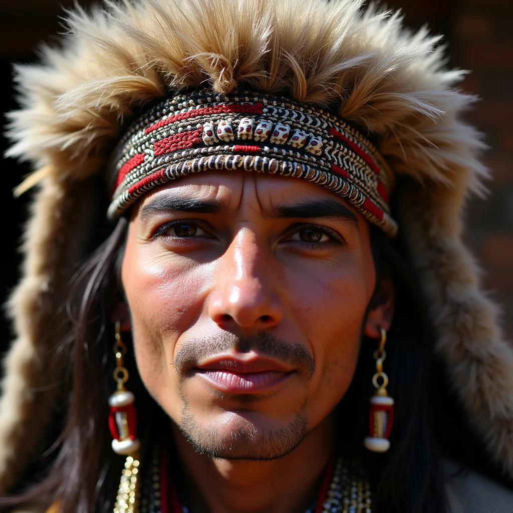 Traditional Berber Headdress with Ostrich Feathers