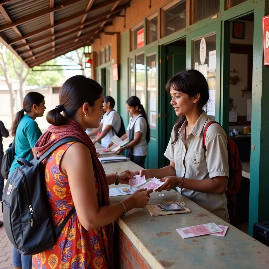 Traveler Exchanging Currency at a Local Exchange Bureau