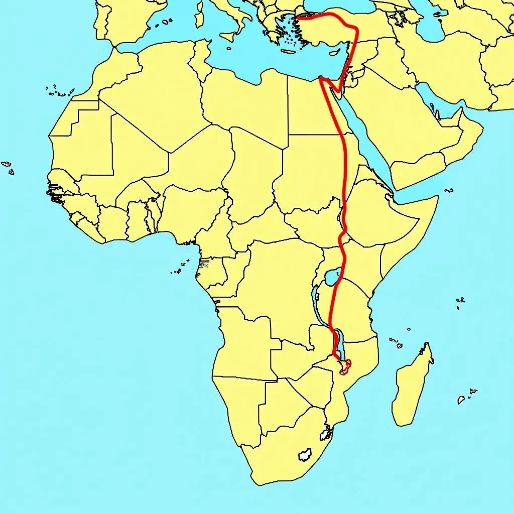 Map of Africa highlighting Tropic of Cancer