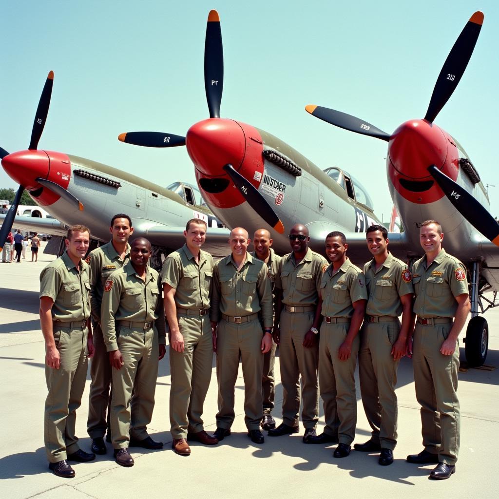 Tuskegee Airmen with their P-51 Mustang