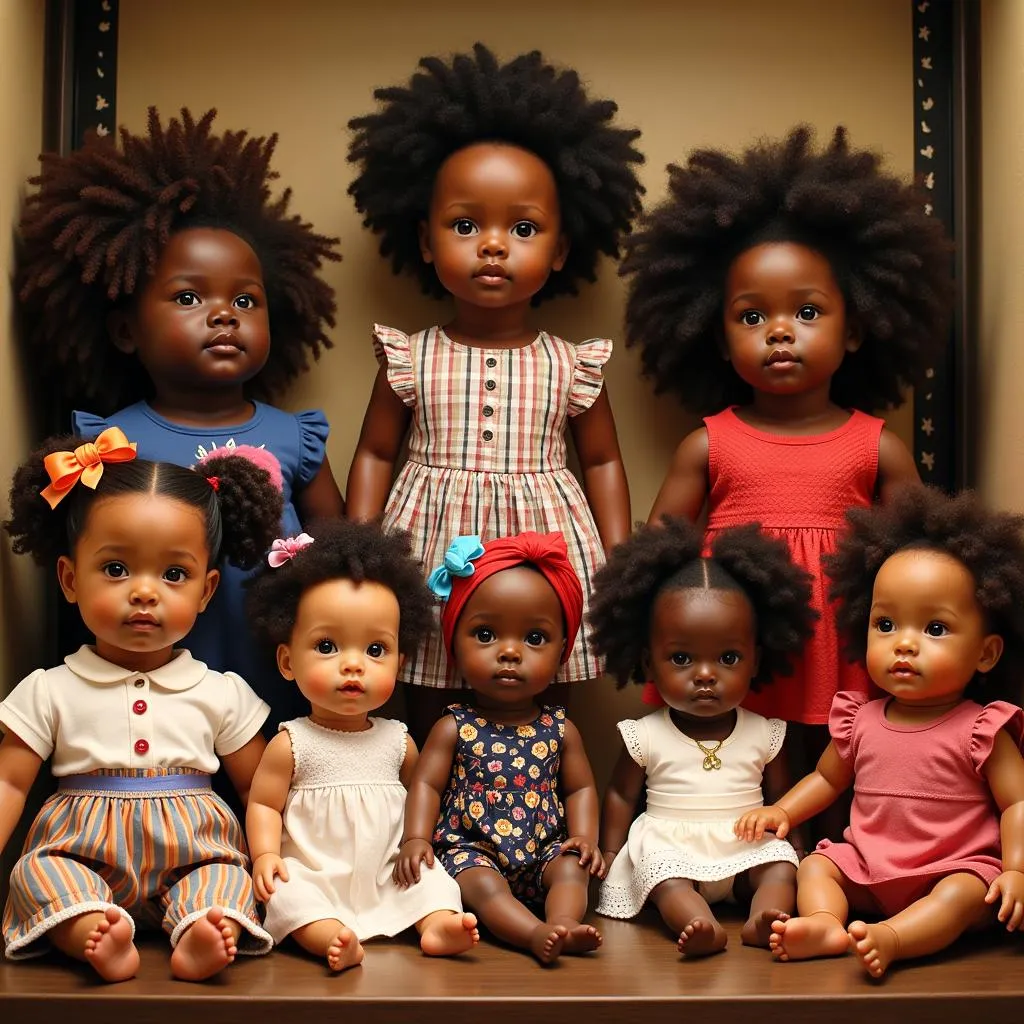 Variety of African American Lifelike Baby Dolls on Display