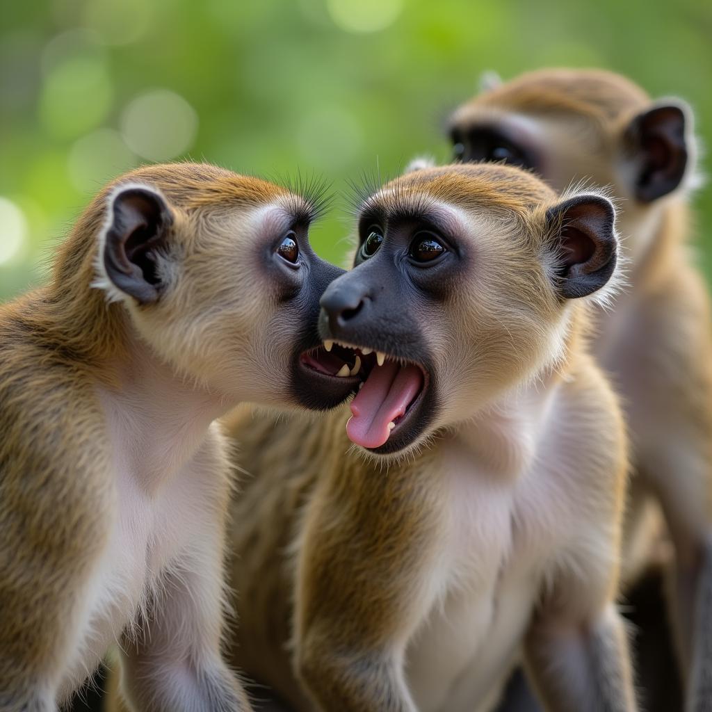 Vervet Monkey Communicating with its Troop