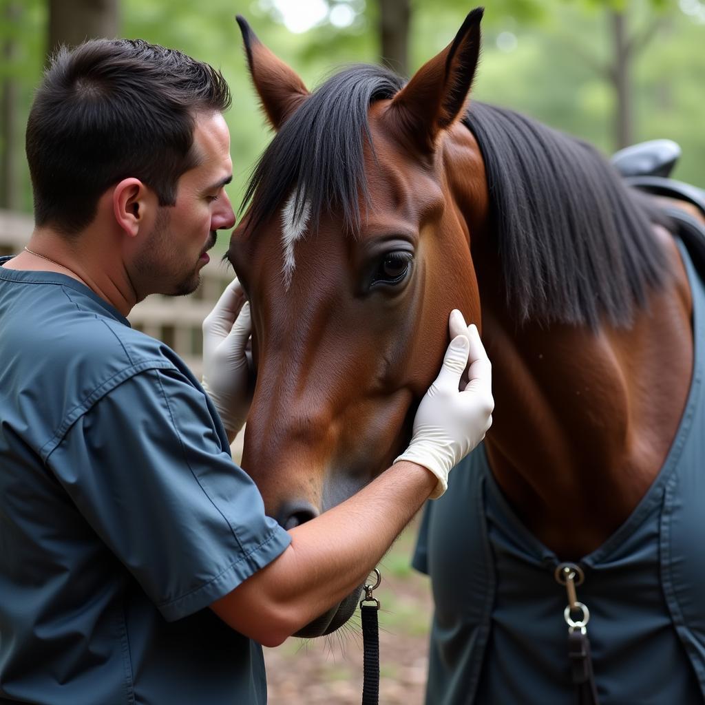 Veterinarian Examining Horse