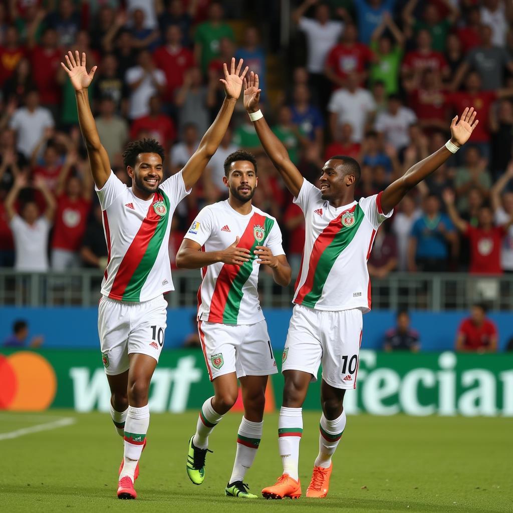 Celebrating a victory during the African Cup of Nations Women's Football tournament