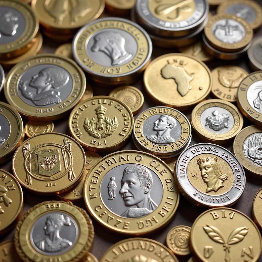 West African CFA Franc coins in various denominations