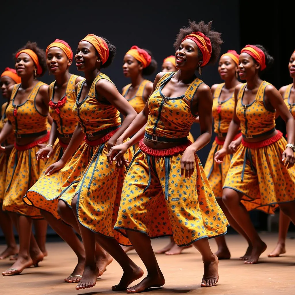 West African dance group performance