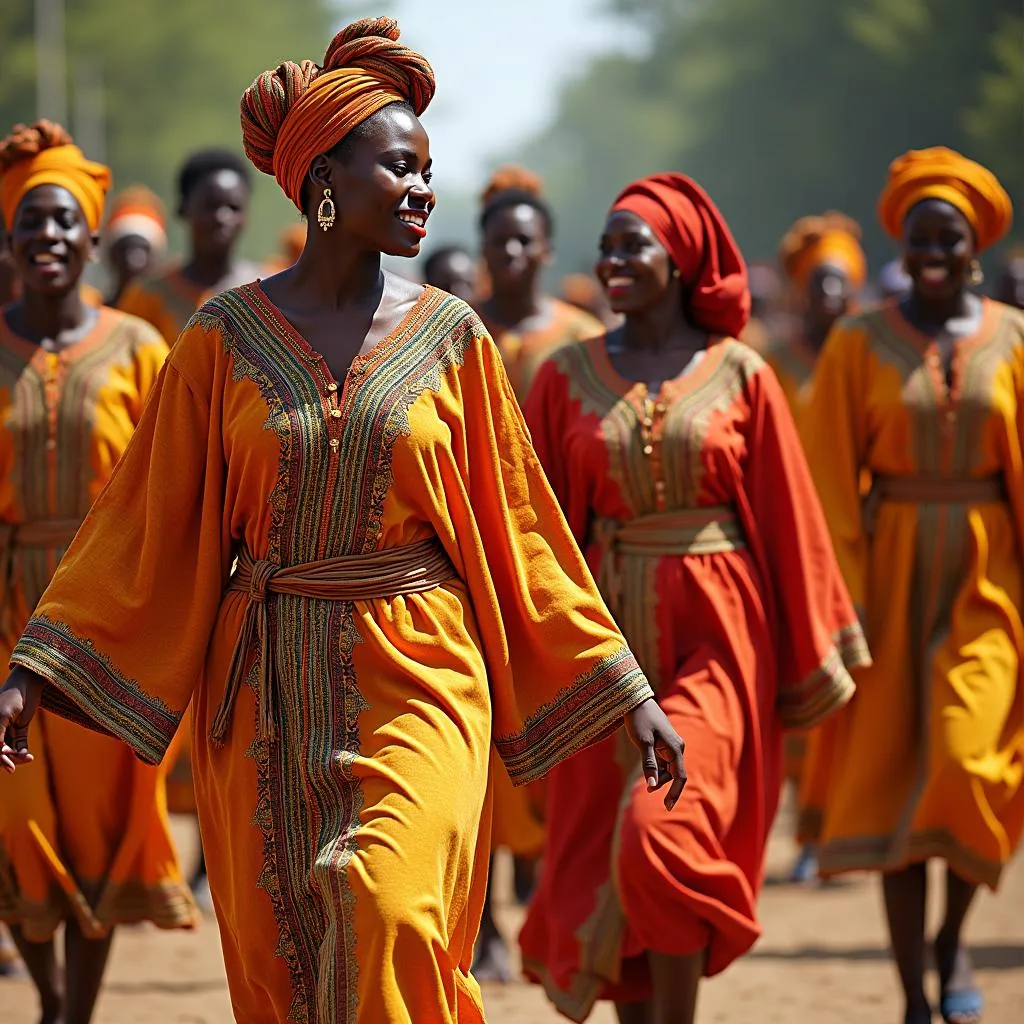 West African Dancers in Flowing Robes