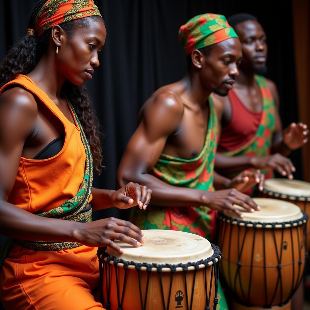 Drummers performing with traditional instruments