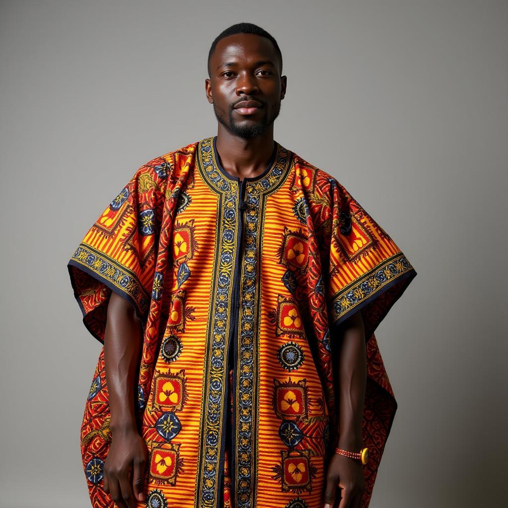 West African Man in Colorful Kente Cloth