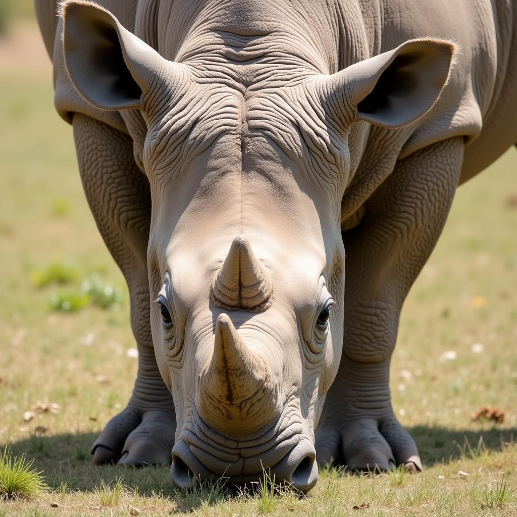 White Rhinoceros Grazing on the African Plains