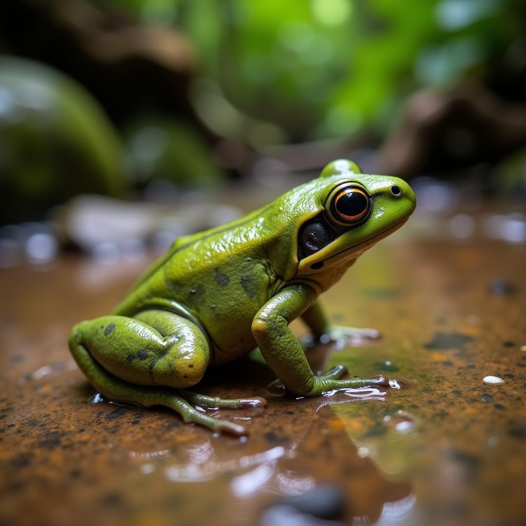 Wild African Dwarf Frog Camouflaged