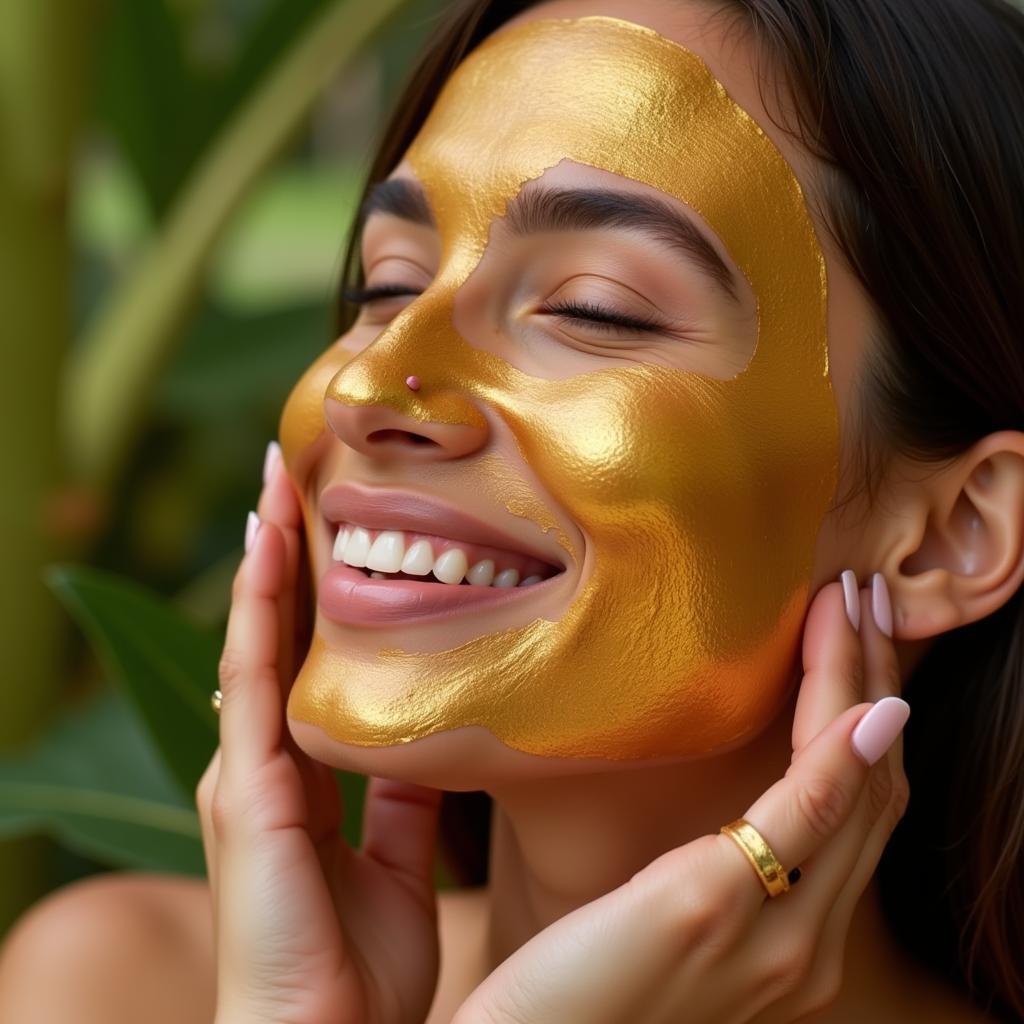 Applying the African Golden Tree Face Mask