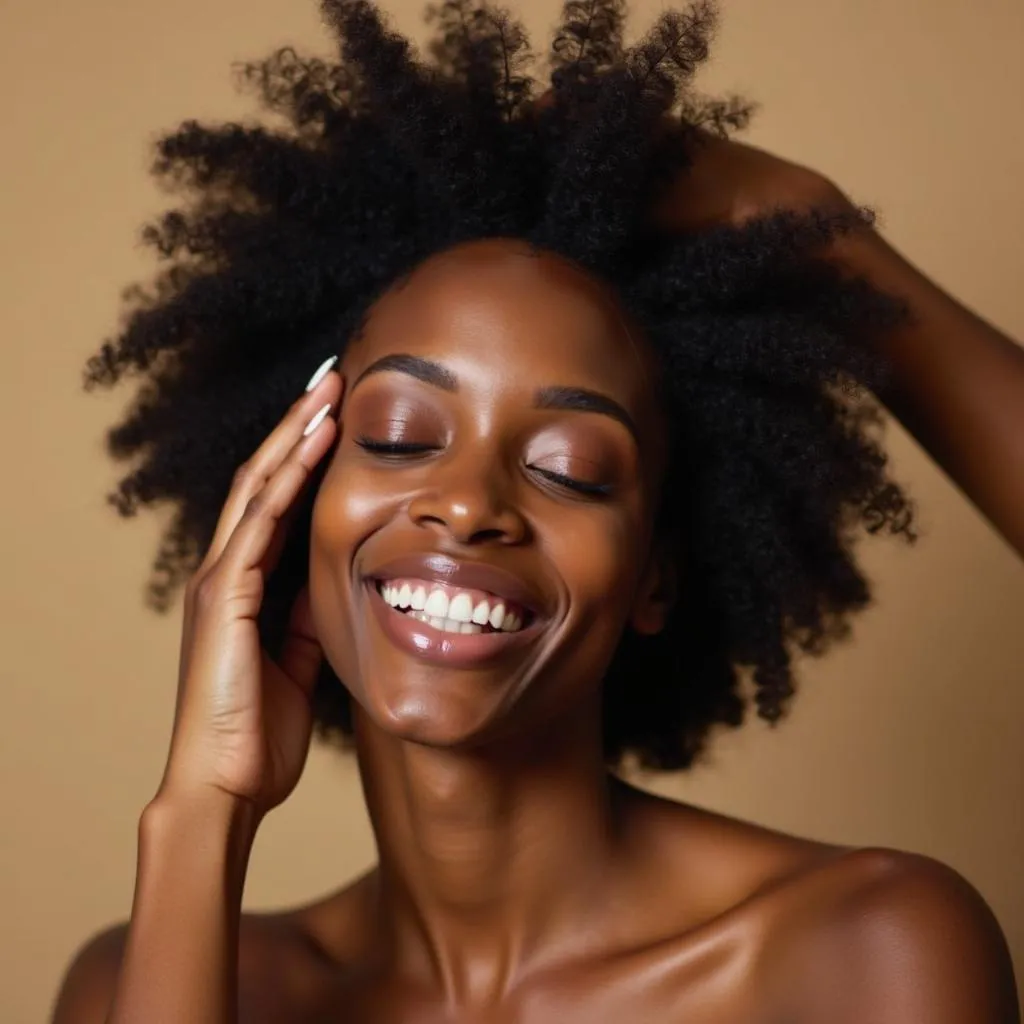 Woman Applying African Hair Growth Oil