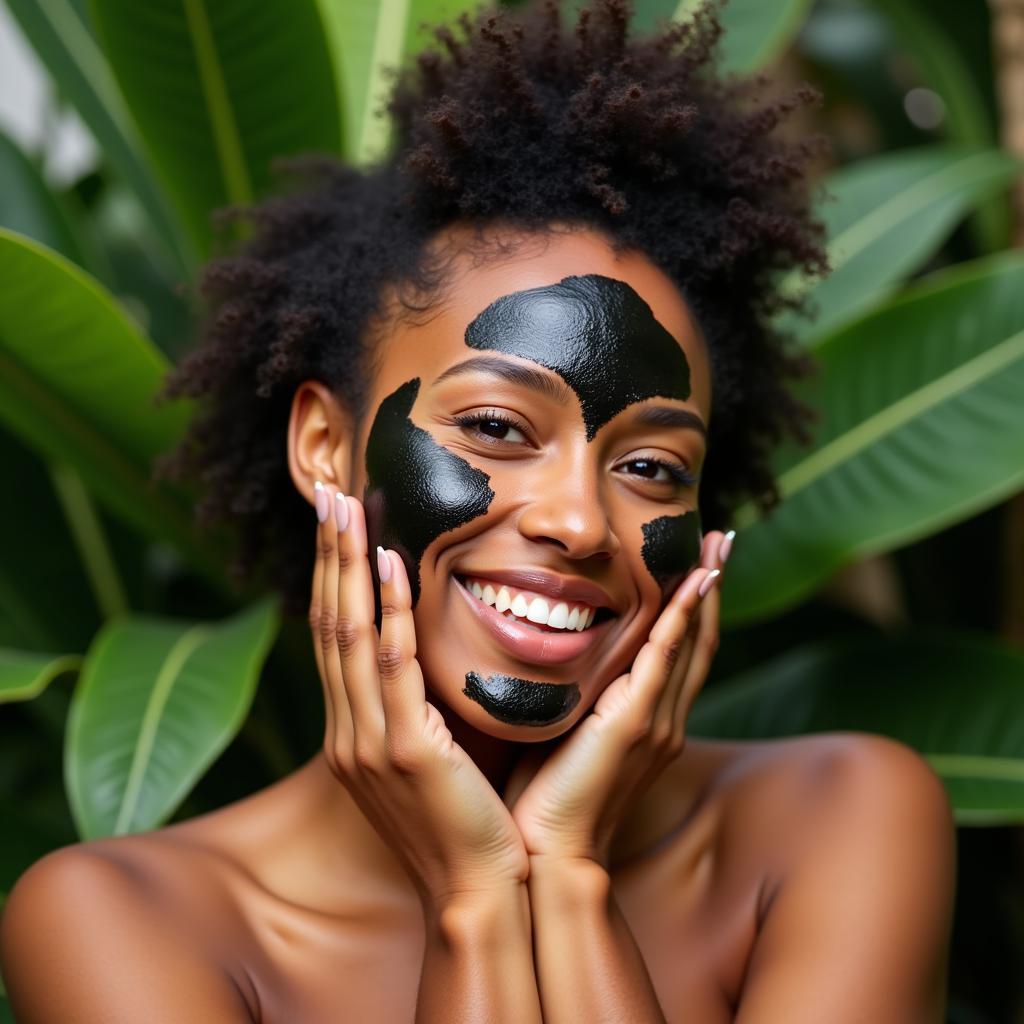 Woman Using African Black Soap Body Wash