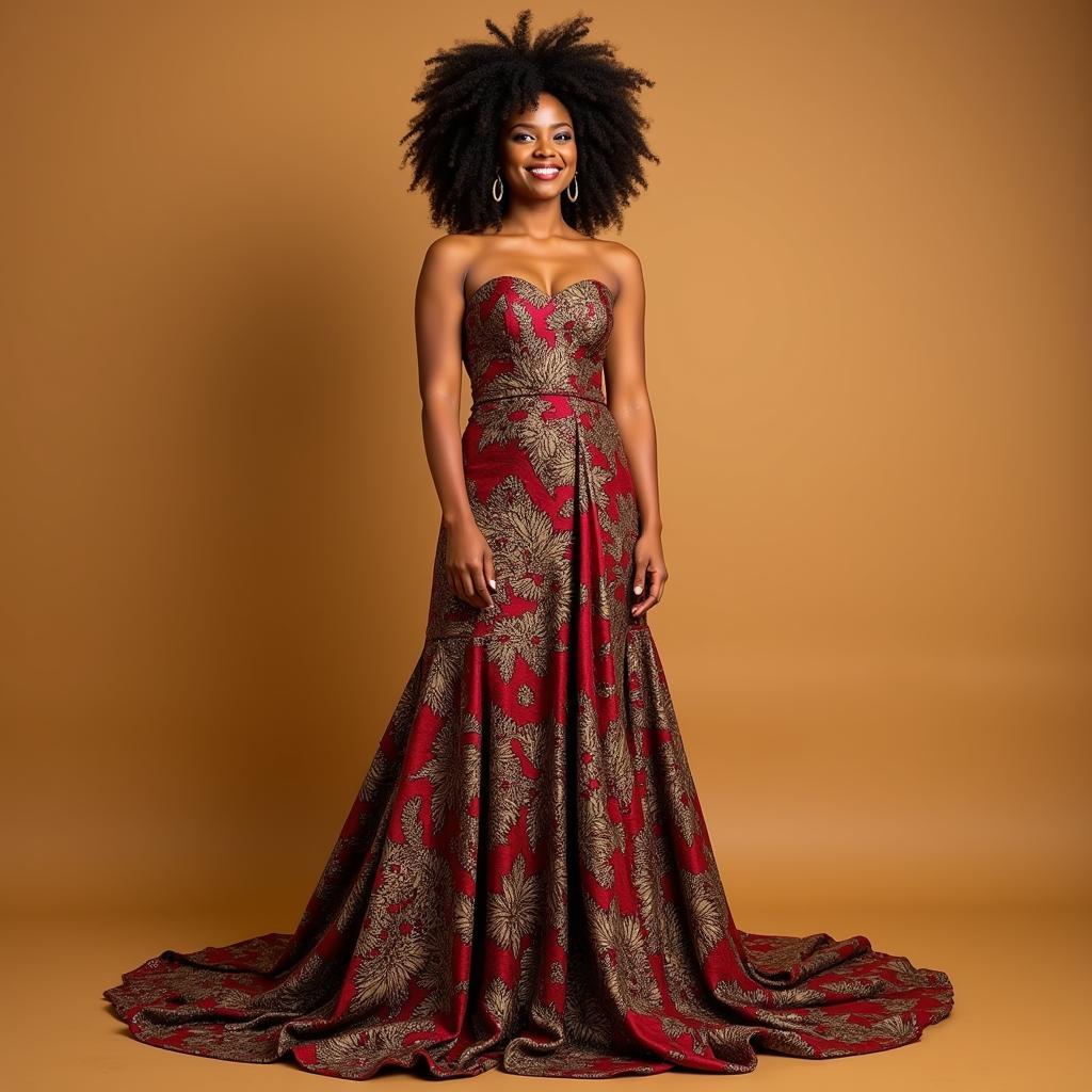 Woman Wearing African Inspired Gown With Pride