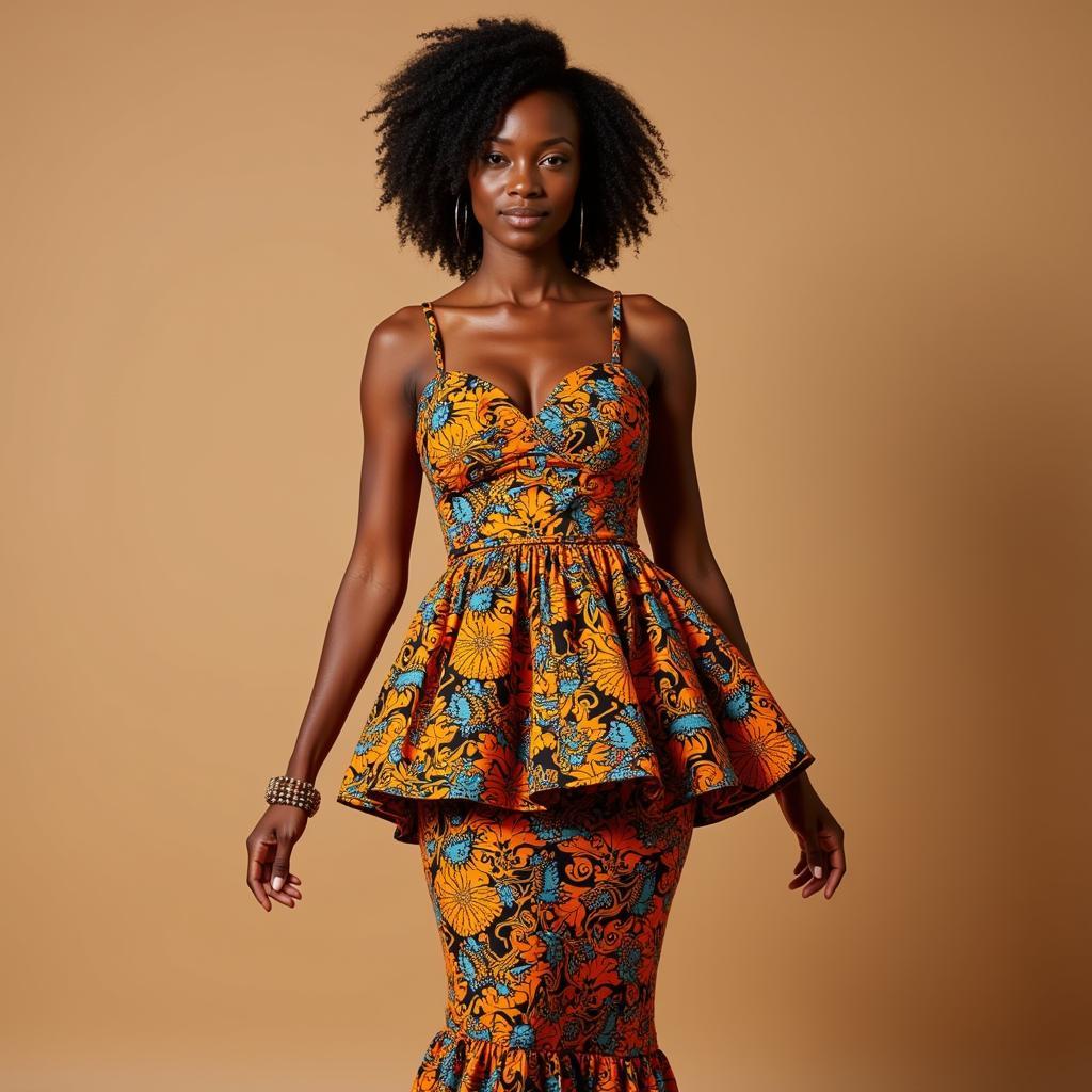 Woman in a Flowing Ankara Dress