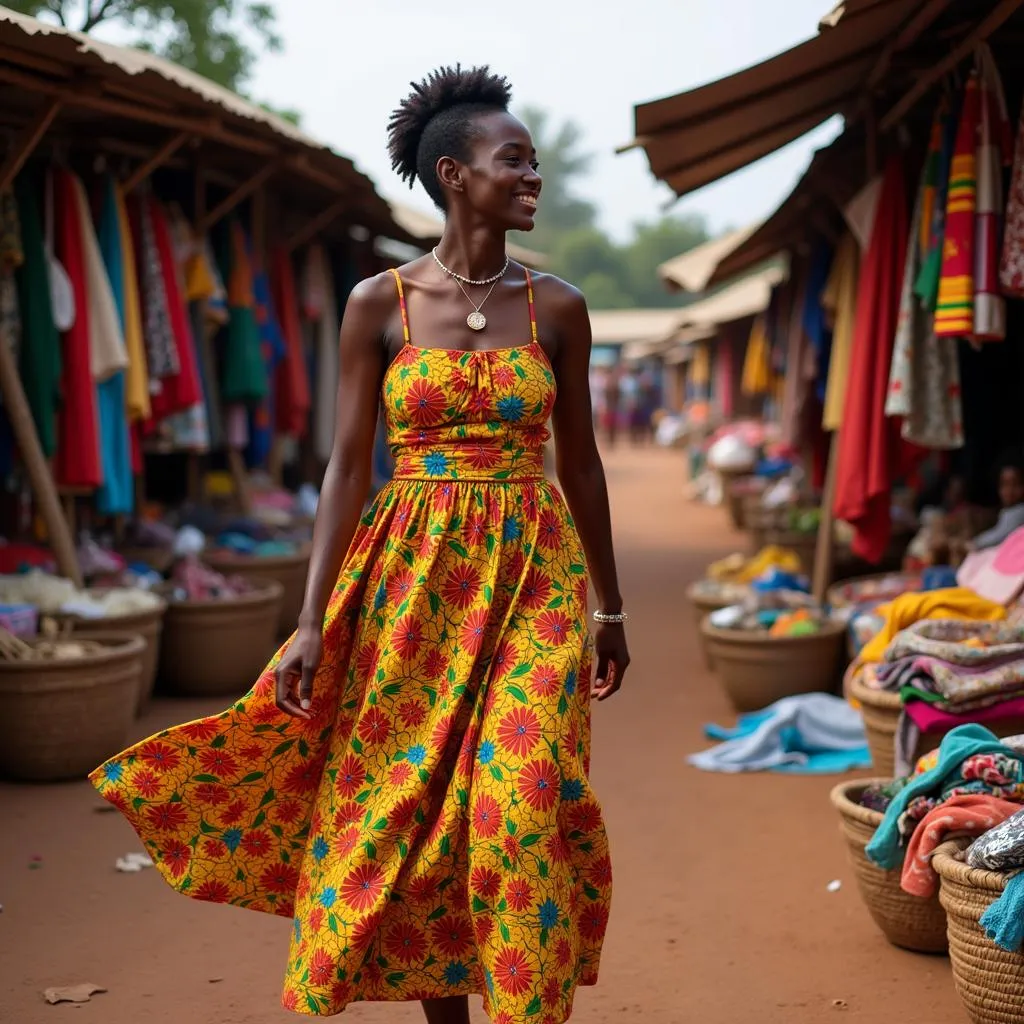 Woman in Kitenge Dress