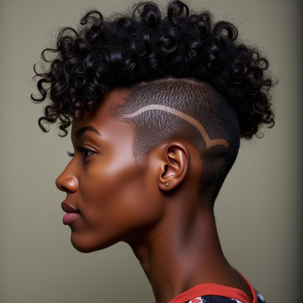 Modern mohawk with a fade on a woman