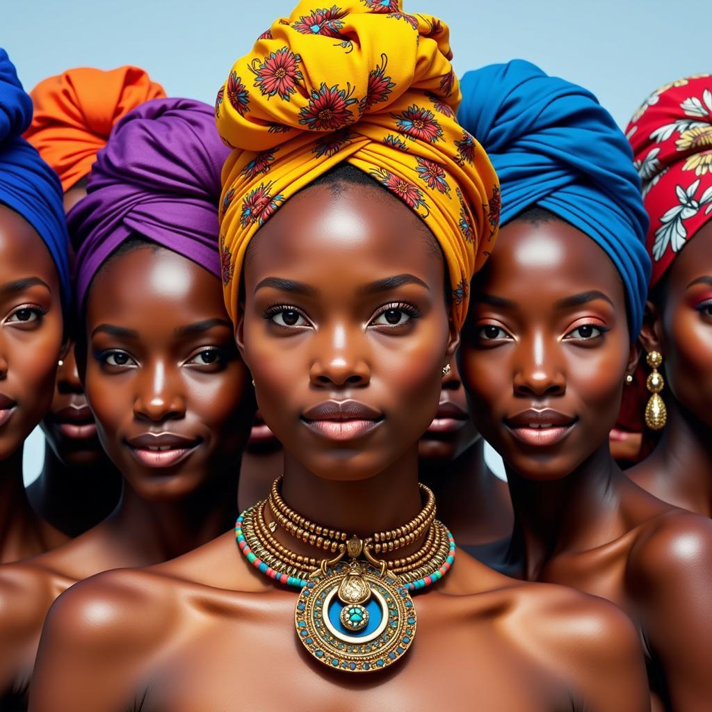 African Women in Traditional Headwraps