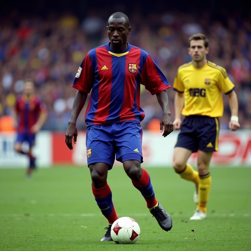 Yaya Toure controlling the midfield for Barcelona in a La Liga match.