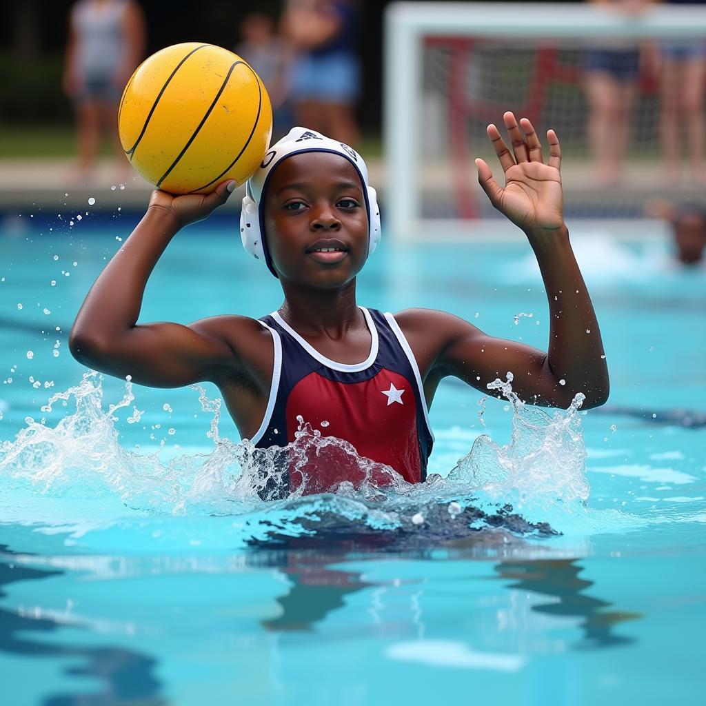 Boy playing water polo