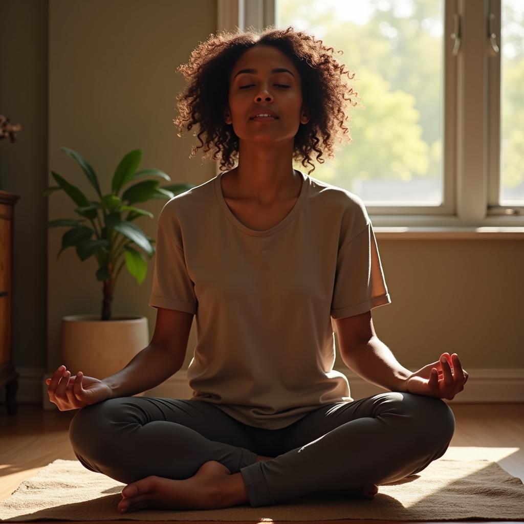 Young African American Woman Meditating