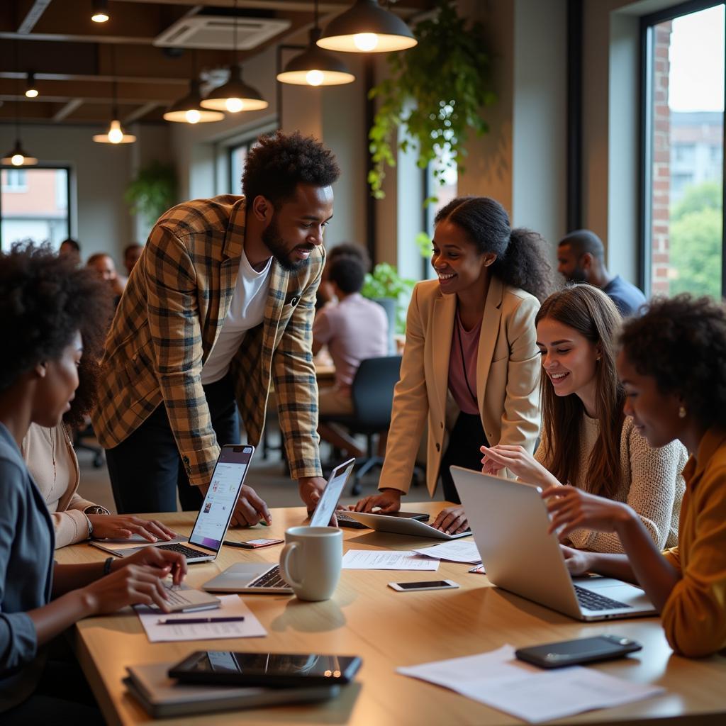 Young African Entrepreneurs Collaborating in a Tech Hub