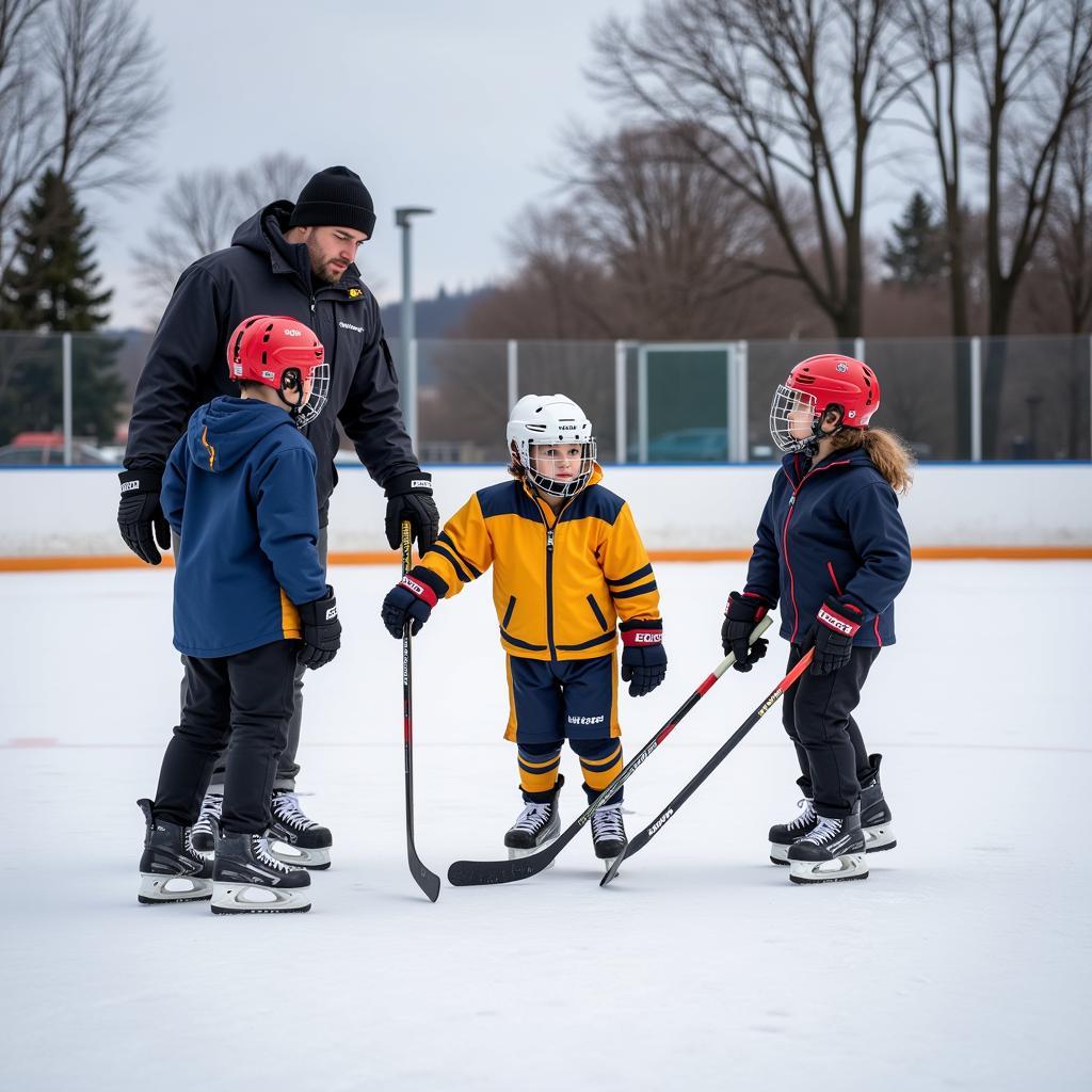 Young African Immigrants Learning to Play Hockey in France