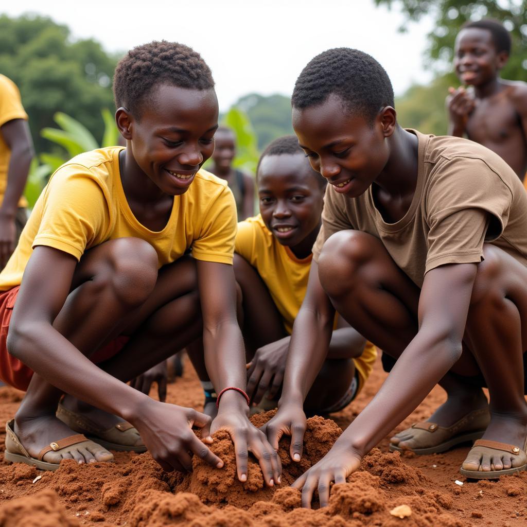 Young Africans Participating in a Community Project