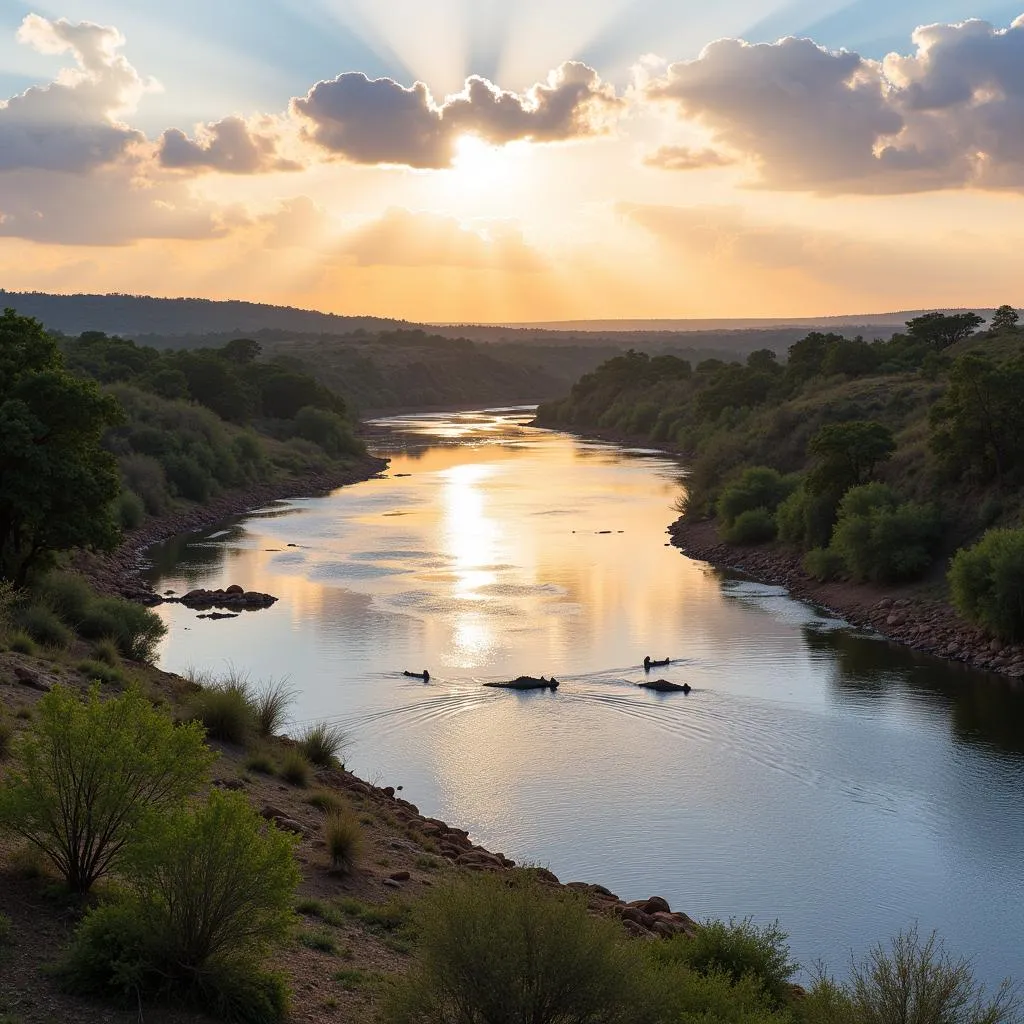 Zambezi River bordering Zimbabwe and Botswana