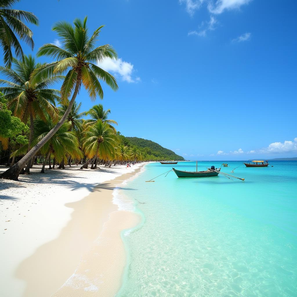 Zanzibar Beach Paradise: Turquoise waters, white sand, and swaying palms