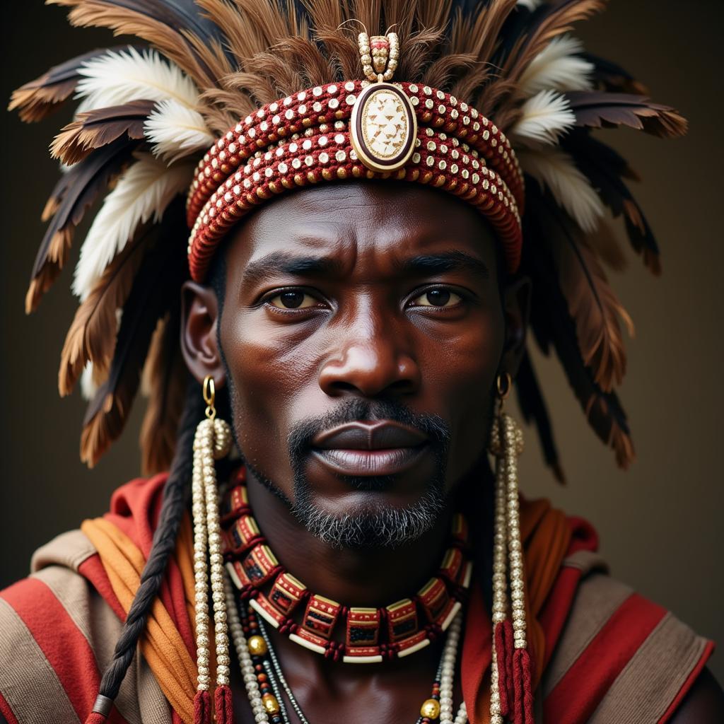 Zulu warrior in traditional attire