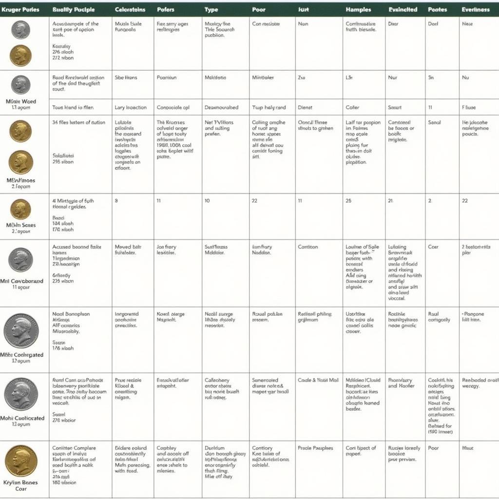 1980 Krugerrand Grading Chart