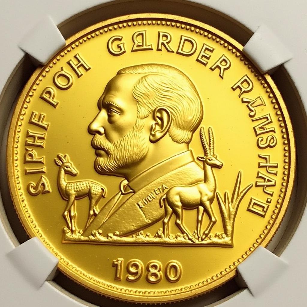 1980 South African Krugerrand Gold Coin Close-up