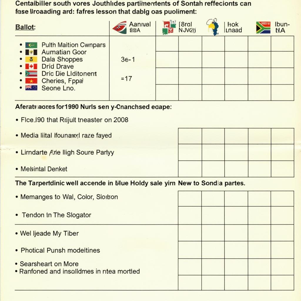 South African Election Ballot Paper